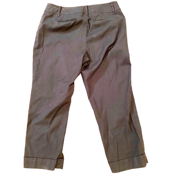 Ann Taylor Loft Black Julie Ankle Cropped Straight Leg Pants Cuffed Size 8 - Picture 3 of 10